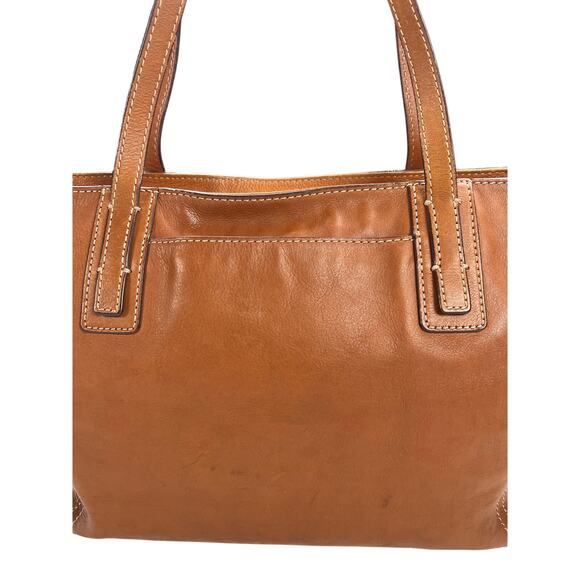 Fossil Emma Leather Tote Handbag Caramel Brown Large Capacity Laptop Zip Top - Picture 7 of 16